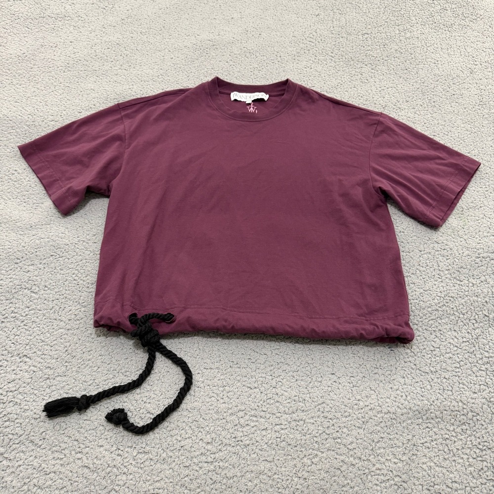 JW Anderson Plum Organic Cotton Rope Drawstring T-Shirt Womens Large Purple